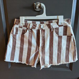 Altar'd State Striped Fray Hem Shorts